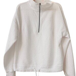 Excellent Cond White Zella Quarter Zip Sweatshirt Thumb Holes, Size M